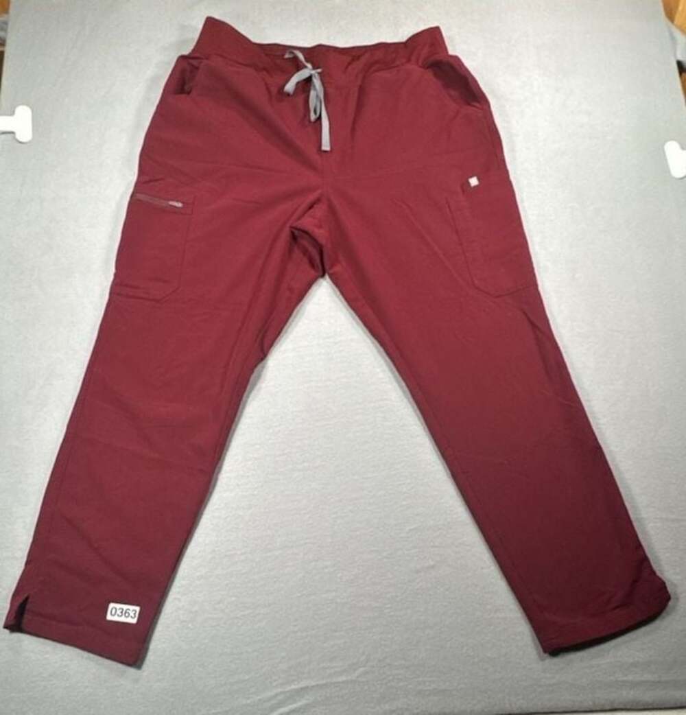 FIGS Burgundy Medical Scrub Pants with Pockets and Drawstring